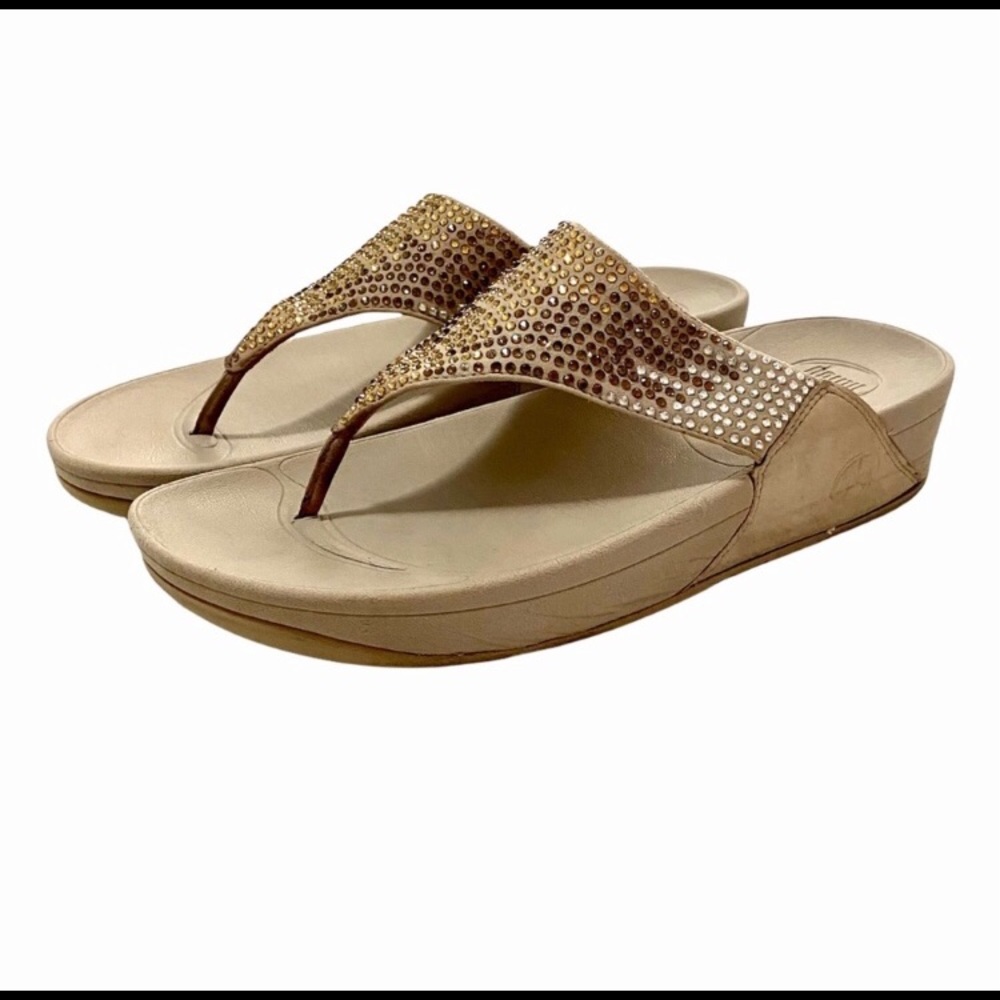 FITFLOP Flare Cream Multi-tonal Glitter Sandals Size 9